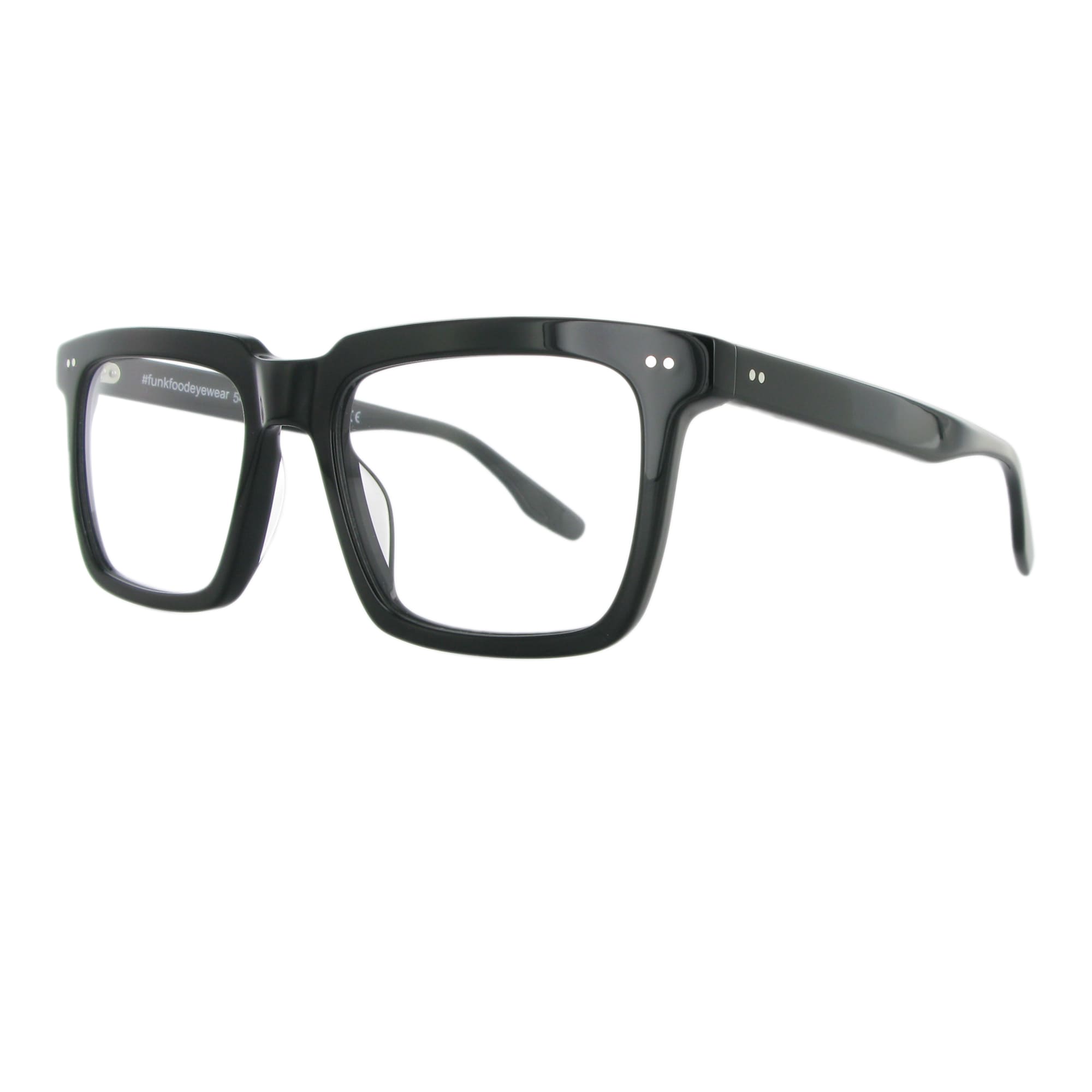 Schwarze Brille aus Acetat mit dickem rechteckigen Gestell, Modell Balish, zeitloses und elegantes Design.