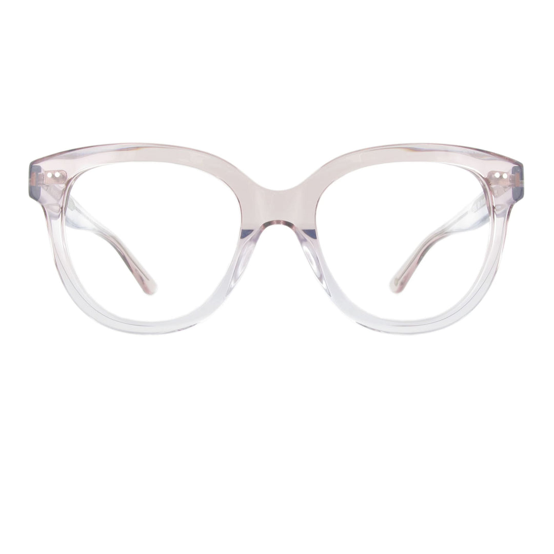 Transparente Acetatbrille mit Rose Verlauf in harmonischer Butterfly Form mit silberfarbener Signature Bügelseele.