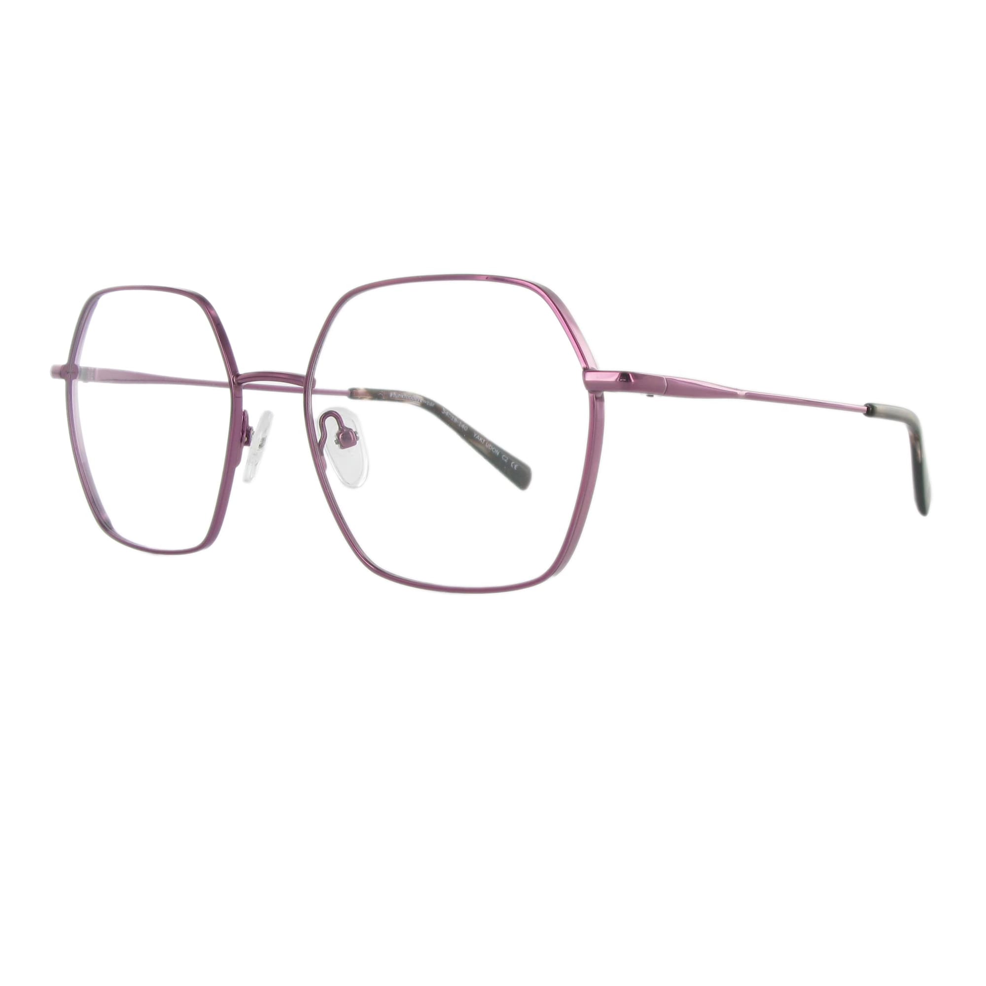 Elegante Metallbrille in purple shiny color in femininem Design und eckiger Form.