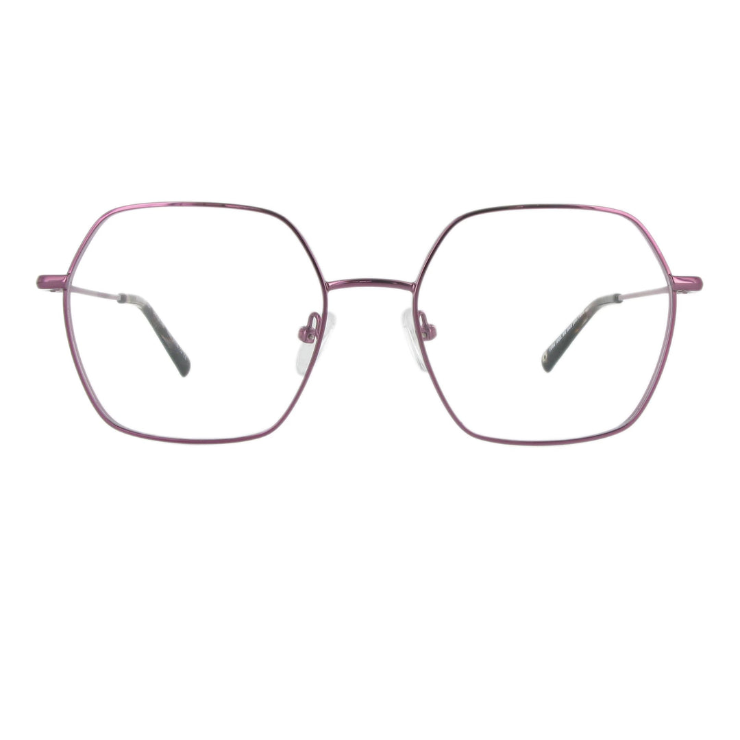 Elegante Metallbrille in purple shiny color in femininem Design und eckiger Form.